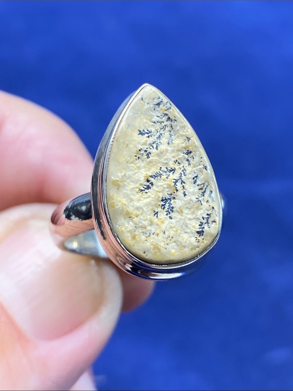 PSILOMELANE DENDRITE GERMAN IN SOLID STERLING SILVER 926 SIZE 6